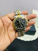 Premium Black & Gold GMT Luxury Watch – Stainless Steel Men’s Wristwatch With Box With Free Delivery