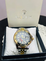 Premium Black & Gold GMT Luxury Watch – Stainless Steel Men’s Wristwatch With Box With Free Delivery