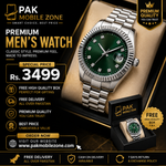 Premium Green Dial Stainless Steel Men's Watch – Elegant Date Display