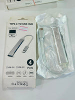 Type-C to USB Hub Adapter with 4 Port Design and Easy Device Connectivity