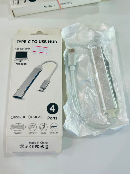 Type-C to USB Hub Adapter with 4 Port Design and Easy Device Connectivity