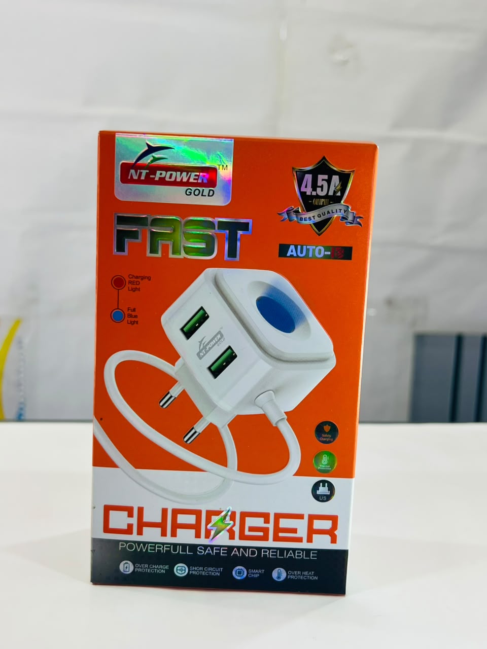 Fast Wall Charger with USB Cable and Compact Travel-Friendly Design