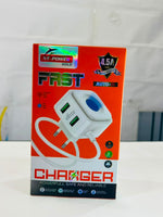 Fast Wall Charger with USB Cable and Compact Travel-Friendly Design