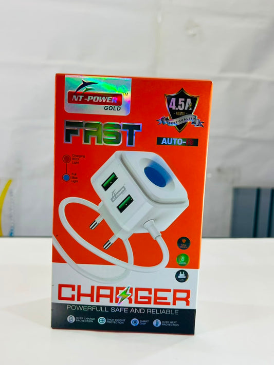 Fast Wall Charger with USB Cable and Compact Travel-Friendly Design