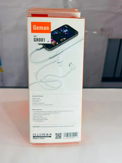 Gema Wired Earphones with In-Line Control and Comfortable In-Ear Design