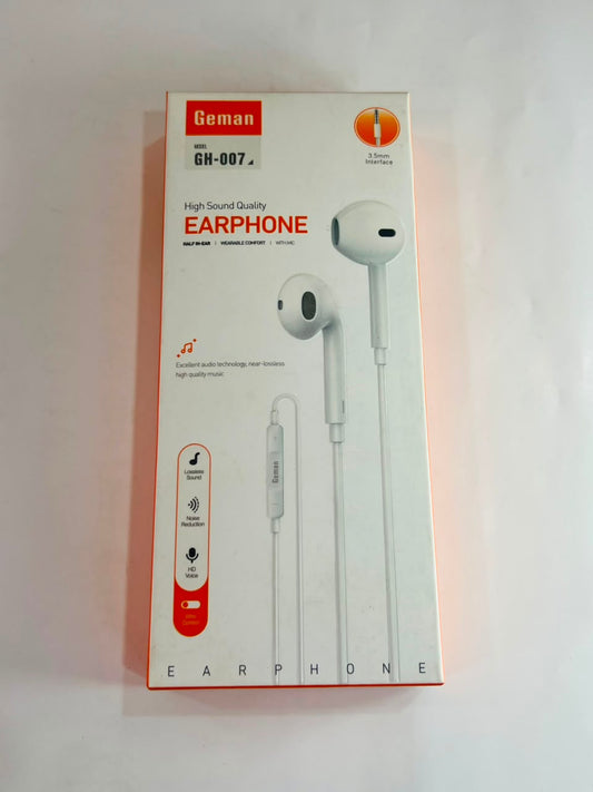 Gema Wired Earphones with Comfortable In-Ear Design and Clear Sound