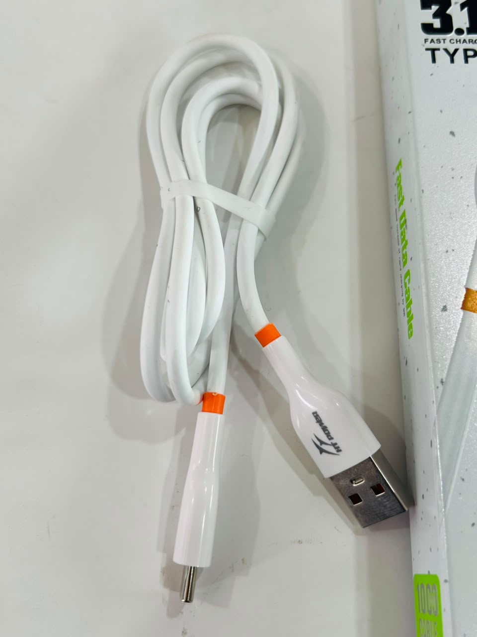 Type-C Data Cable with Fast Charging Support and Durable White Design