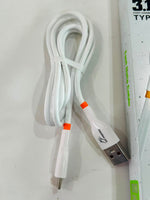 Type-C Data Cable with Fast Charging Support and Durable White Design