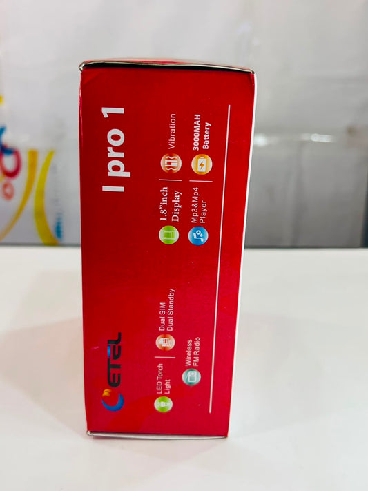 ETEL I Pro 1 Keypad Mobile Phone with Stylish Red Finish and Easy-to-Use Design