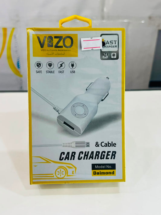 VIZO Fast Car Charger with USB Cable – High Speed Car Charging Adapter