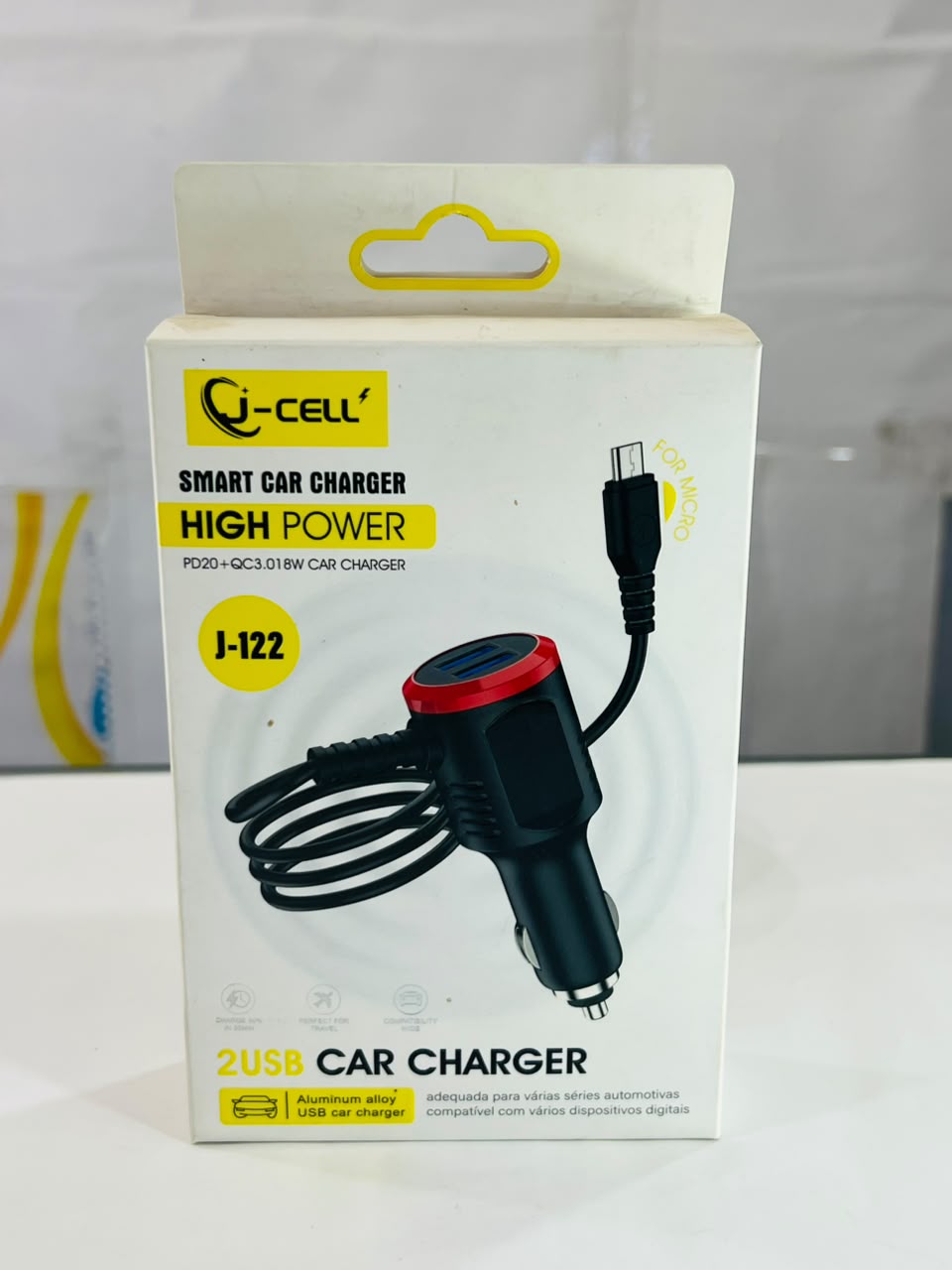 Q-CELL i-12 High Power Smart Car Charger with Built-in Cable